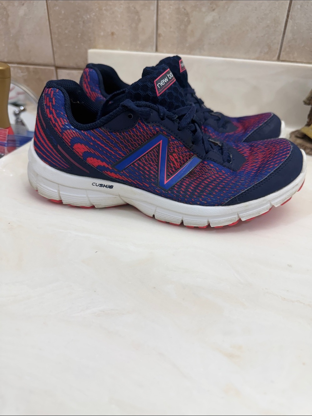 New Balance Kids Navy and Pink Athletic Sneakers